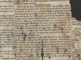 Bericht over de broedertwist in de Graafsche Courant van 31 december 1864.